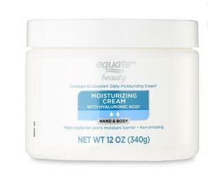 Equate Beauty Cream Facial Moisturizing with Hyaluronic Acid, Normal Skin, Dryness,12 oz